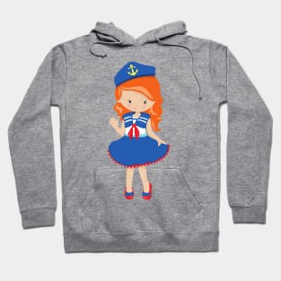 Boat Captain, Skipper, Orange Hair, Cute Girl Hoodie